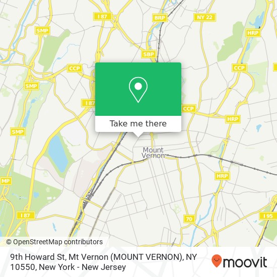 Mapa de 9th Howard St, Mt Vernon (MOUNT VERNON), NY 10550
