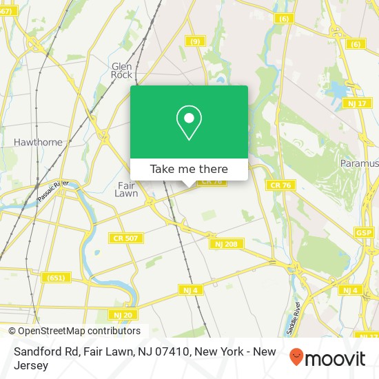 Mapa de Sandford Rd, Fair Lawn, NJ 07410