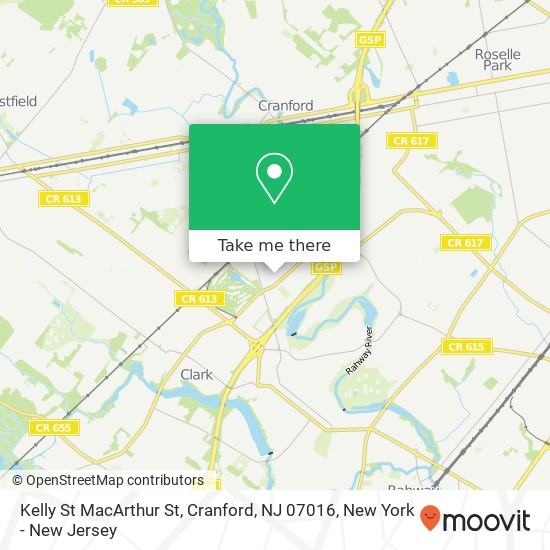 Kelly St MacArthur St, Cranford, NJ 07016 map