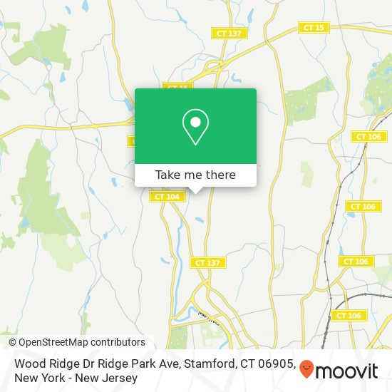 Mapa de Wood Ridge Dr Ridge Park Ave, Stamford, CT 06905