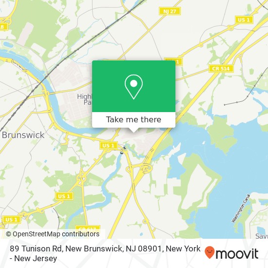 Mapa de 89 Tunison Rd, New Brunswick, NJ 08901