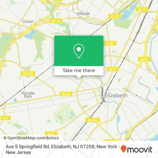 Ave S Springfield Rd, Elizabeth, NJ 07208 map