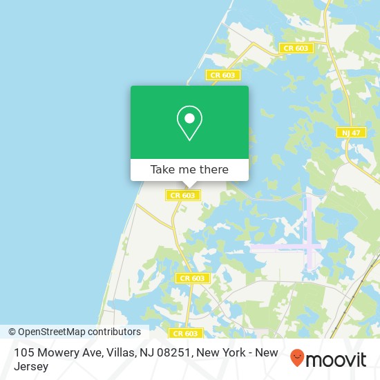 Mapa de 105 Mowery Ave, Villas, NJ 08251