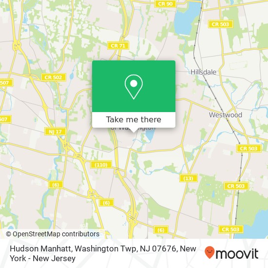 Mapa de Hudson Manhatt, Washington Twp, NJ 07676