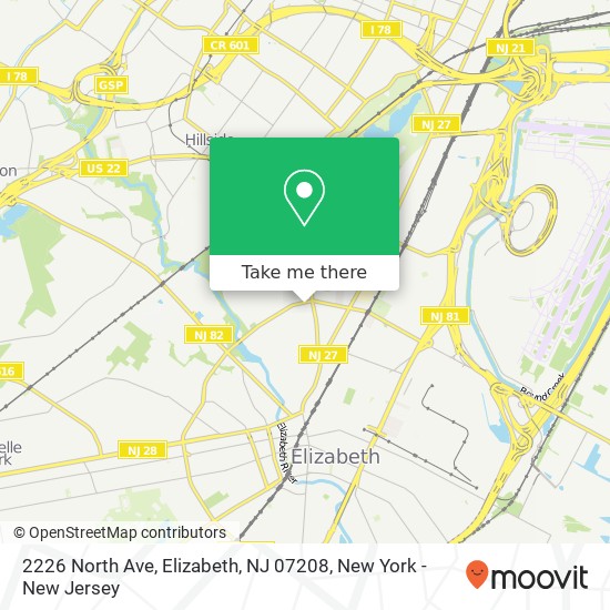 Mapa de 2226 North Ave, Elizabeth, NJ 07208