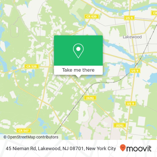 Mapa de 45 Nieman Rd, Lakewood, NJ 08701