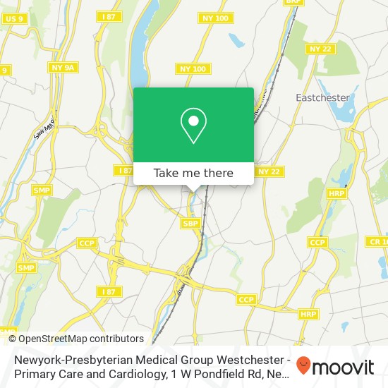 Mapa de Newyork-Presbyterian Medical Group Westchester - Primary Care and Cardiology, 1 W Pondfield Rd