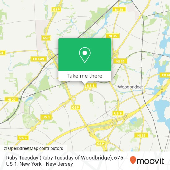 Mapa de Ruby Tuesday (Ruby Tuesday of Woodbridge), 675 US-1