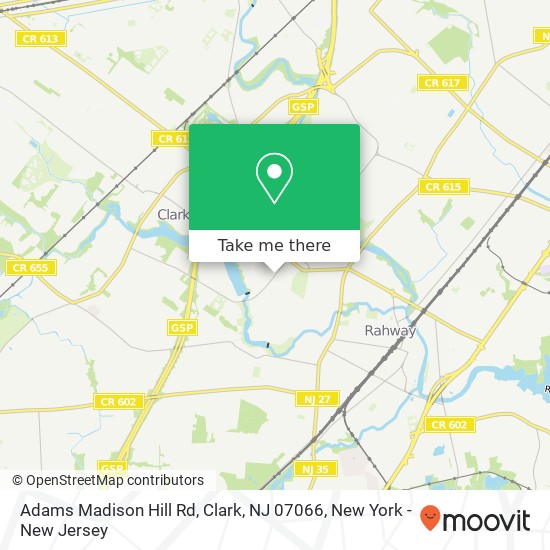 Mapa de Adams Madison Hill Rd, Clark, NJ 07066