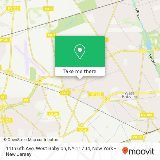 Mapa de 11th 6th Ave, West Babylon, NY 11704