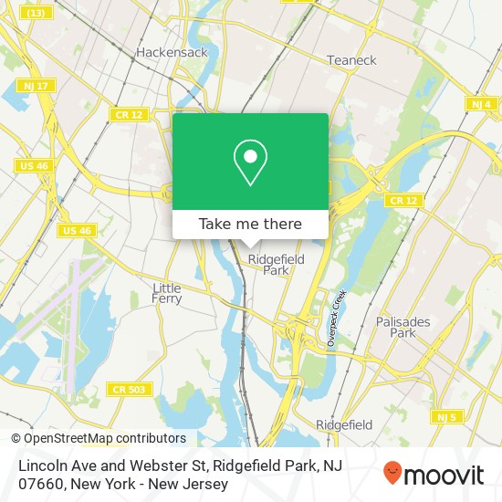 Lincoln Ave and Webster St, Ridgefield Park, NJ 07660 map