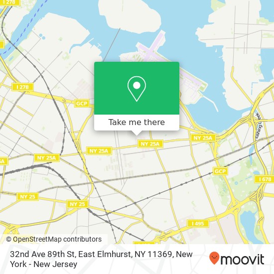 Mapa de 32nd Ave 89th St, East Elmhurst, NY 11369