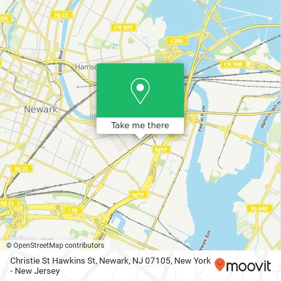 Christie St Hawkins St, Newark, NJ 07105 map
