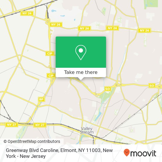 Mapa de Greenway Blvd Caroline, Elmont, NY 11003
