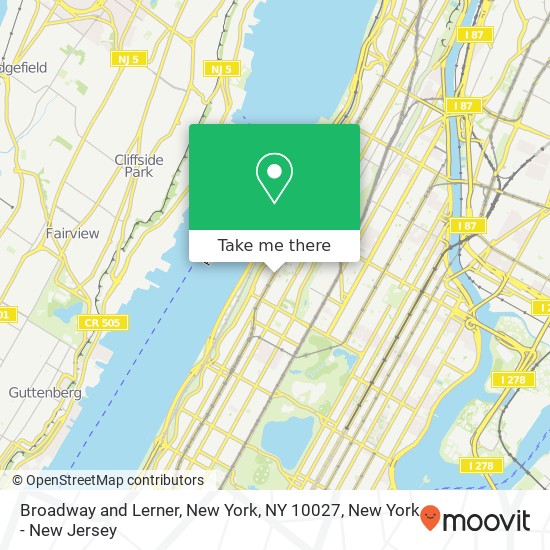 Mapa de Broadway and Lerner, New York, NY 10027
