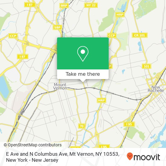 Mapa de E Ave and N Columbus Ave, Mt Vernon, NY 10553