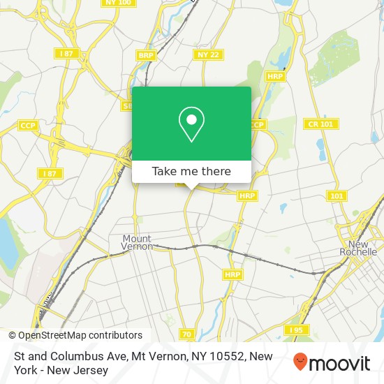 Mapa de St and Columbus Ave, Mt Vernon, NY 10552