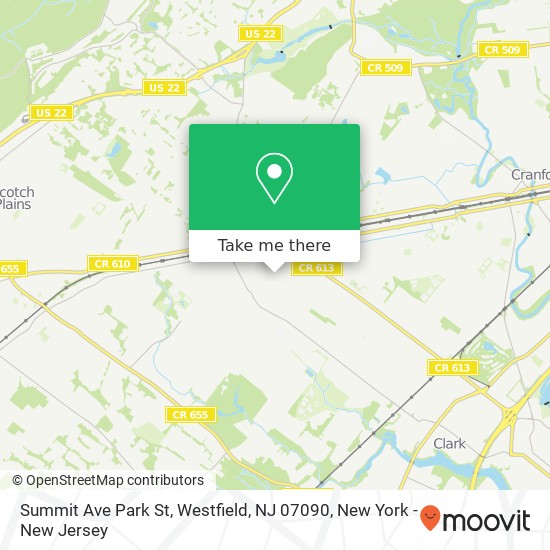 Mapa de Summit Ave Park St, Westfield, NJ 07090