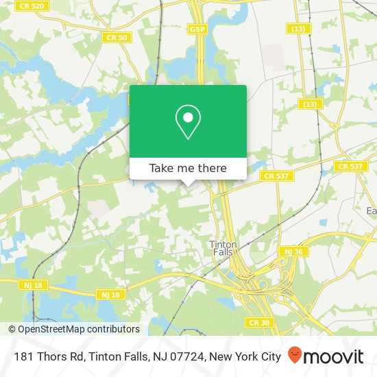 Mapa de 181 Thors Rd, Tinton Falls, NJ 07724