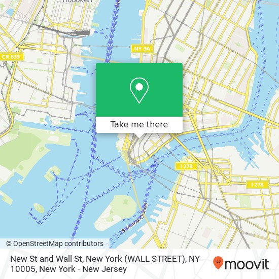 New St and Wall St, New York (WALL STREET), NY 10005 map