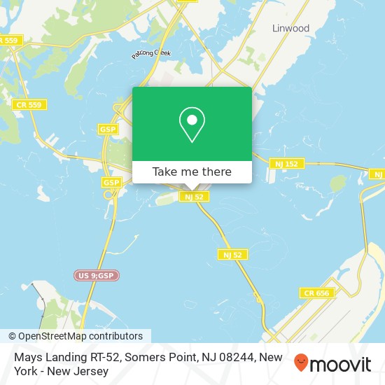 Mapa de Mays Landing RT-52, Somers Point, NJ 08244