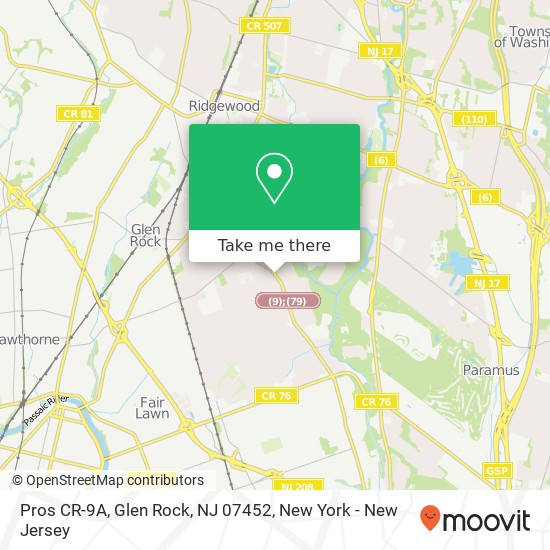Mapa de Pros CR-9A, Glen Rock, NJ 07452