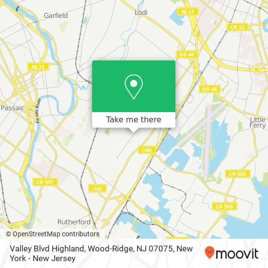 Mapa de Valley Blvd Highland, Wood-Ridge, NJ 07075