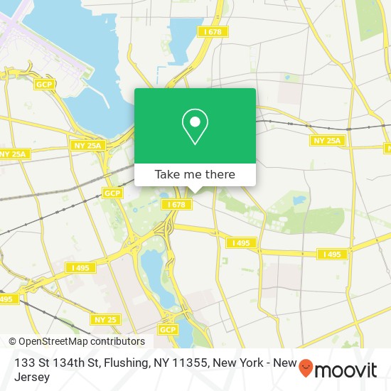 Mapa de 133 St 134th St, Flushing, NY 11355