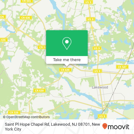Mapa de Saint Pl Hope Chapel Rd, Lakewood, NJ 08701