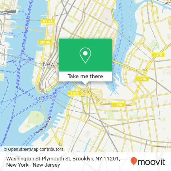 Mapa de Washington St Plymouth St, Brooklyn, NY 11201