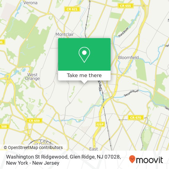 Mapa de Washington St Ridgewood, Glen Ridge, NJ 07028
