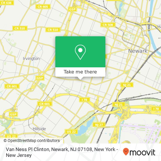 Mapa de Van Ness Pl Clinton, Newark, NJ 07108