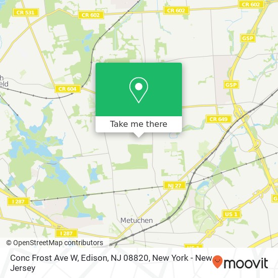 Conc Frost Ave W, Edison, NJ 08820 map