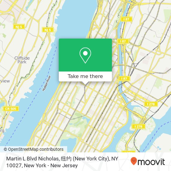 Martin L Blvd Nicholas, 纽约 (New York City), NY 10027 map