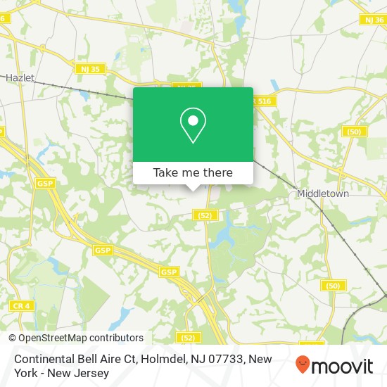 Mapa de Continental Bell Aire Ct, Holmdel, NJ 07733