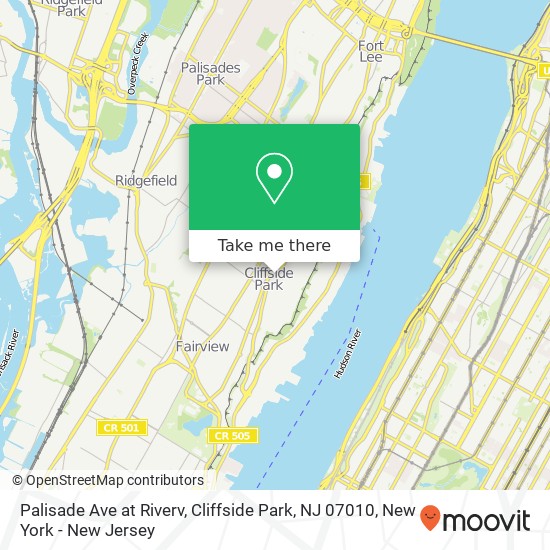 Palisade Ave at Riverv, Cliffside Park, NJ 07010 map