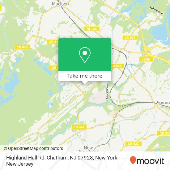 Mapa de Highland Hall Rd, Chatham, NJ 07928