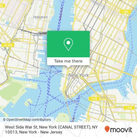 Mapa de West Side War St, New York (CANAL STREET), NY 10013