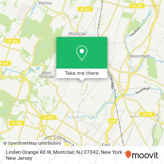Mapa de Linden Orange Rd W, Montclair, NJ 07042