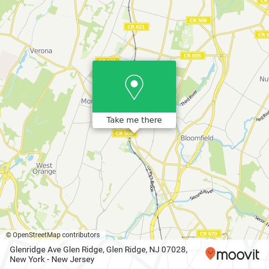 Mapa de Glenridge Ave Glen Ridge, Glen Ridge, NJ 07028