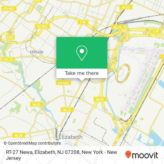 Mapa de RT-27 Newa, Elizabeth, NJ 07208