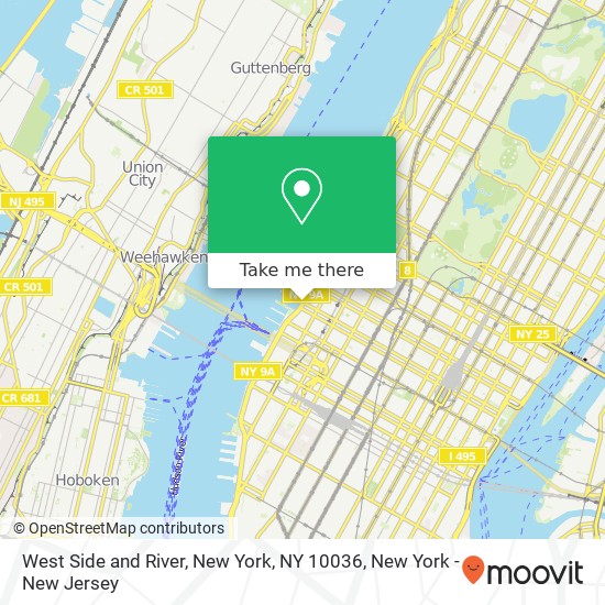 Mapa de West Side and River, New York, NY 10036