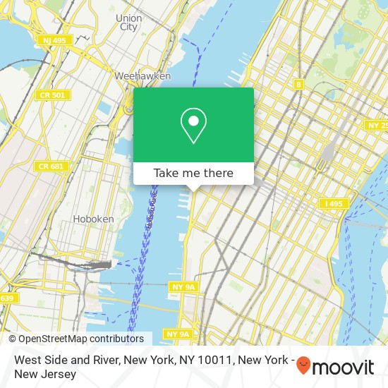 West Side and River, New York, NY 10011 map