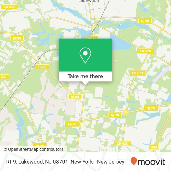 Mapa de RT-9, Lakewood, NJ 08701