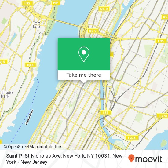 Saint Pl St Nicholas Ave, New York, NY 10031 map