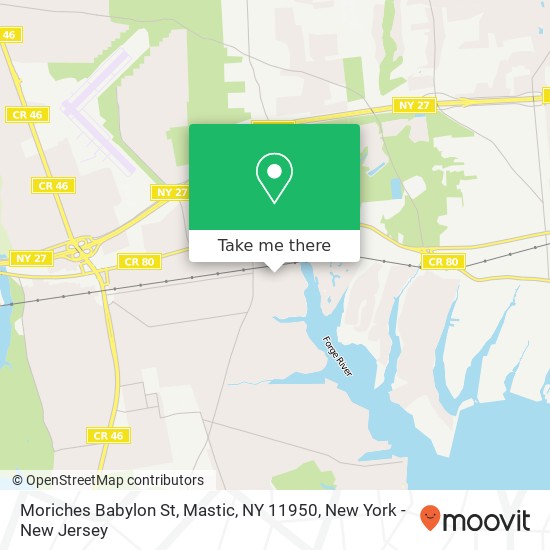 Mapa de Moriches Babylon St, Mastic, NY 11950