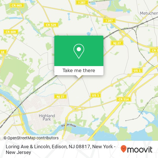 Mapa de Loring Ave & Lincoln, Edison, NJ 08817