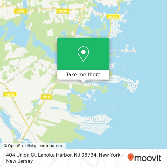 Mapa de 404 Union Ct, Lanoka Harbor, NJ 08734