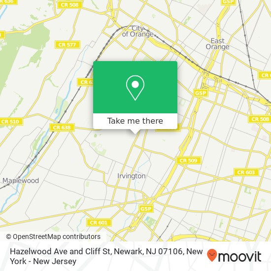 Mapa de Hazelwood Ave and Cliff St, Newark, NJ 07106