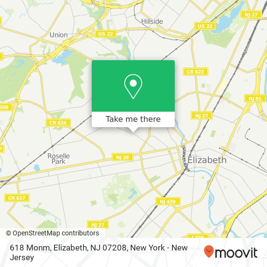 Mapa de 618 Monm, Elizabeth, NJ 07208